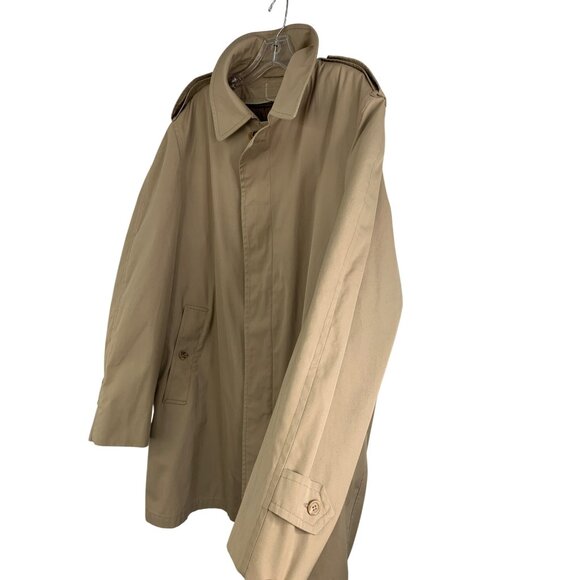 VTG London Fog Mens Trench Over Coat Zip Liner Size 44R USA Tan Pockets  8552 - Picture 9 of 11